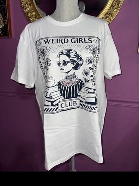 Weird Girls Club Graphic Tee - White with Navy Print